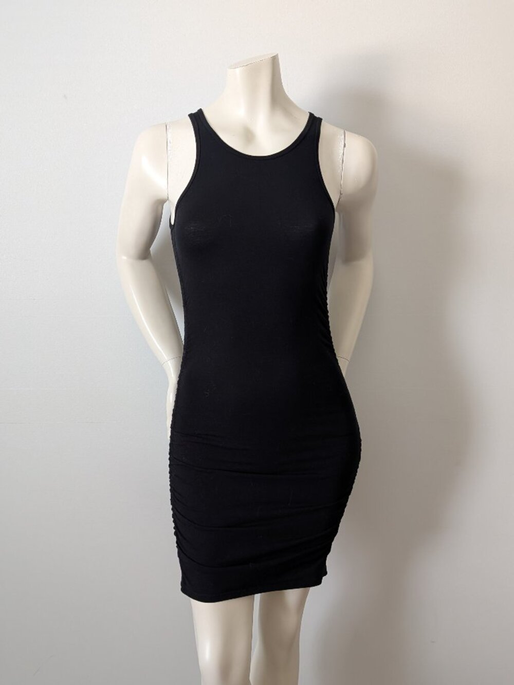 Tna by Aritzia - Black Ruched Bodycon Mini Dress - Size XS